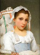Hugo Salmson Ung fransk flicka sittande i Louis XVI oil